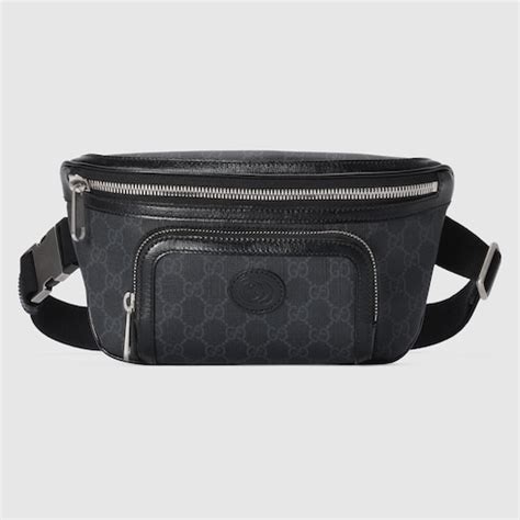 Sac ceinture GG grande taille en toile Supreme noire